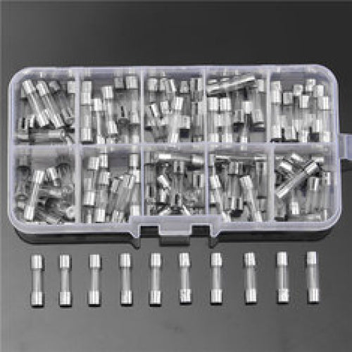 PISHOP 100Pcs 5x20mm quick Blow Glass Tube Fuse Assorted Kit 0.2 - 20A