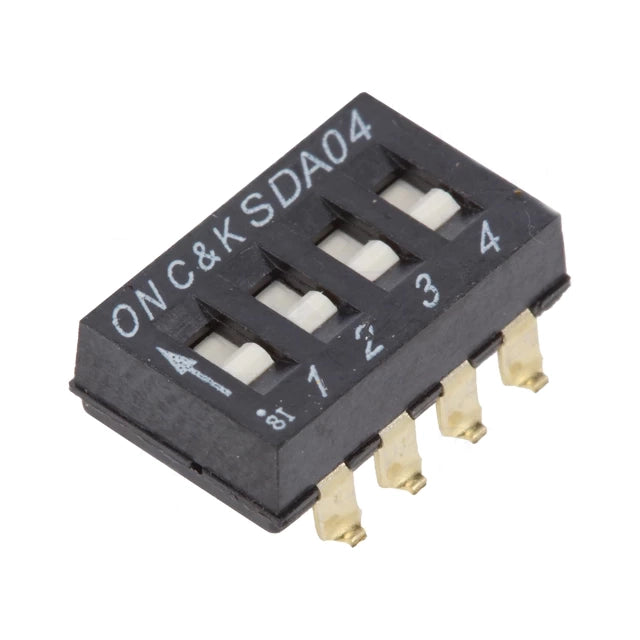 TME DIP-SWITCH; Poles number: 4; ON-OFF; 0.025A/24VDC; Pos: 4