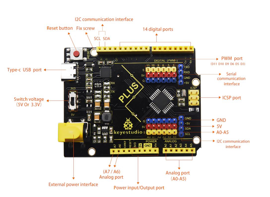 KEYESTUDIO Arduino Compatible Uno R3 Plus Board