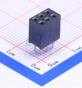 LCSC Female Header 2x3 pins 2.54mm Through Hole,P=2.54mm