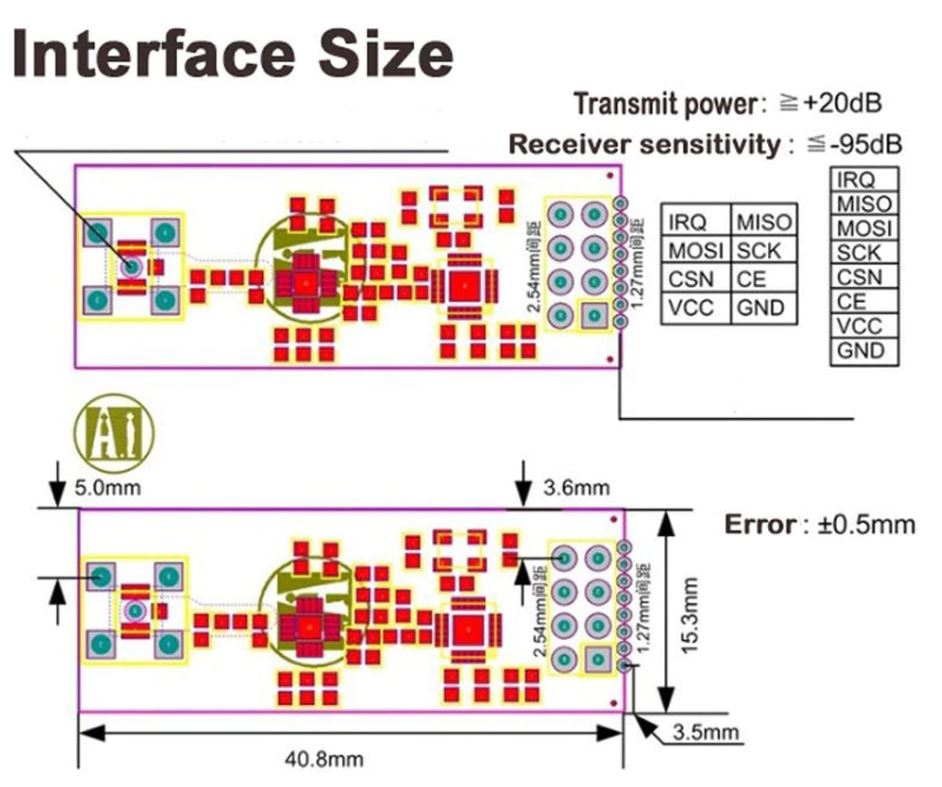 PA & LNA Wireless Module for Arduino with Antenna - NRF24L01