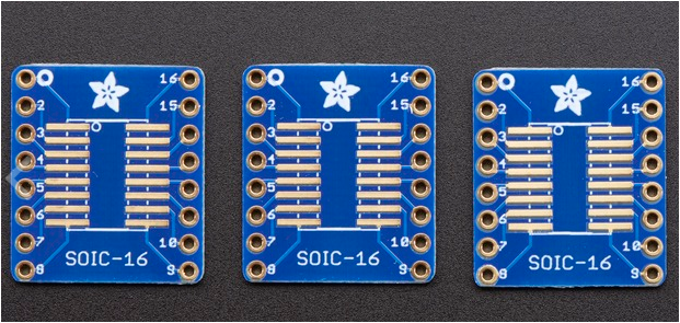 ADAFRUIT SMT Breakout PCB for SOIC-16 or TSSOP-16 (3 per Pack)