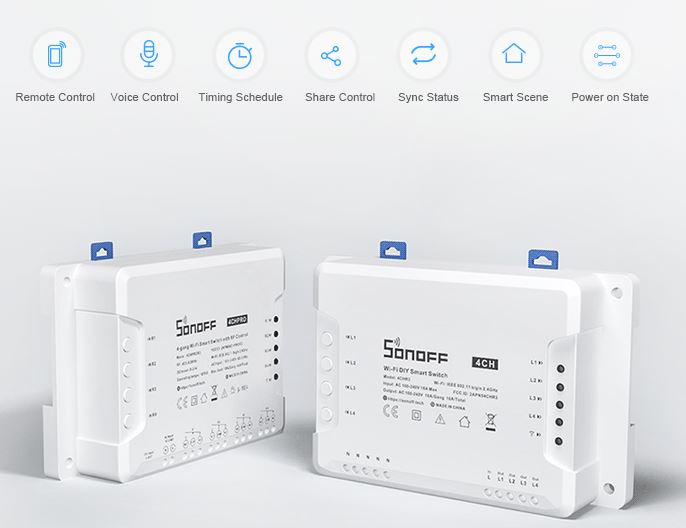 SONOFF 4CH Pro R3 4-Gang Wifi Smart Switch with RF Control