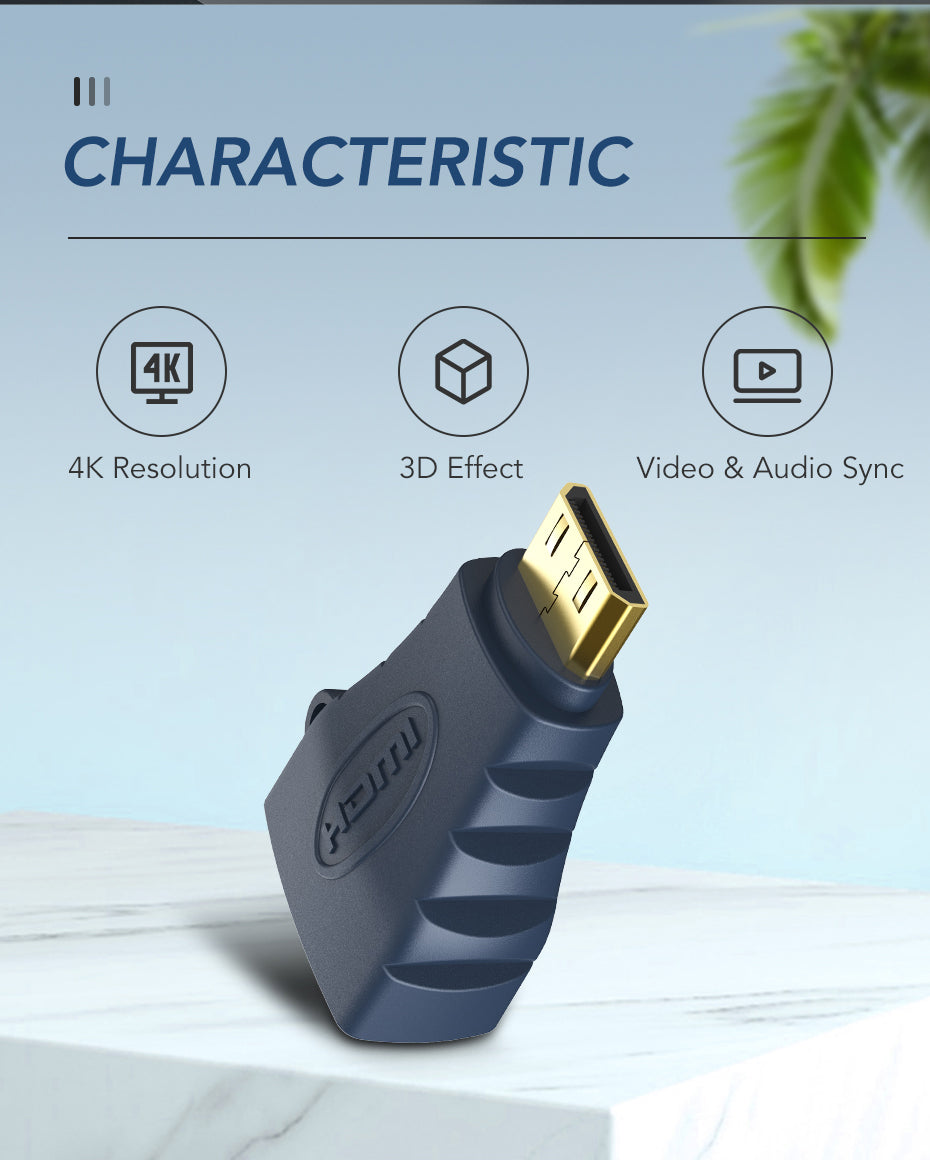 CABLETIME Micro HDMI to Standard HDMI Adapater 90 Degrees
