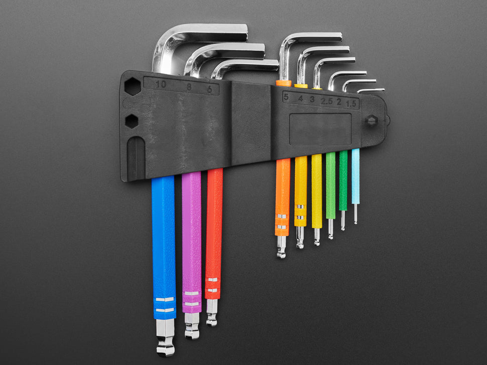 ADAFRUIT Rainbow Allen Wrench / Hex Key Set - Metric 9 Piece