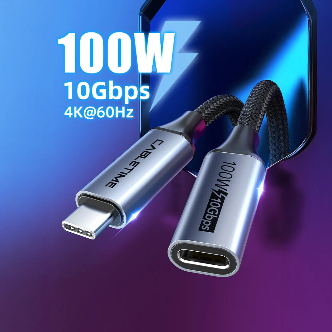CABLETIME USB-C Male to USB-C Female Cable (1m)