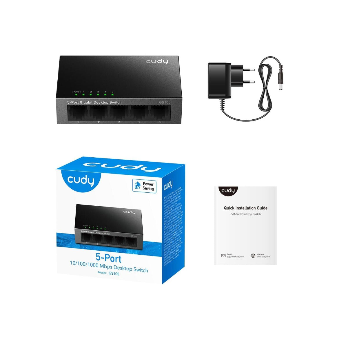 CUDY 5 Port Metal Gigabit Desktop Switch