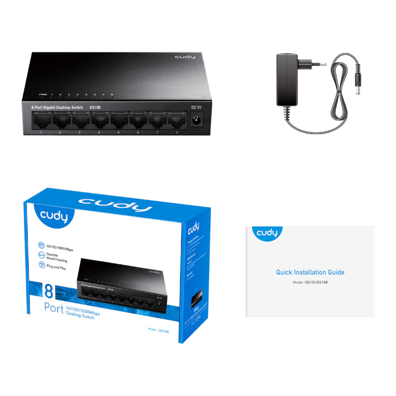 CUDY 8 Port Metal Gigabit Desktop Switch