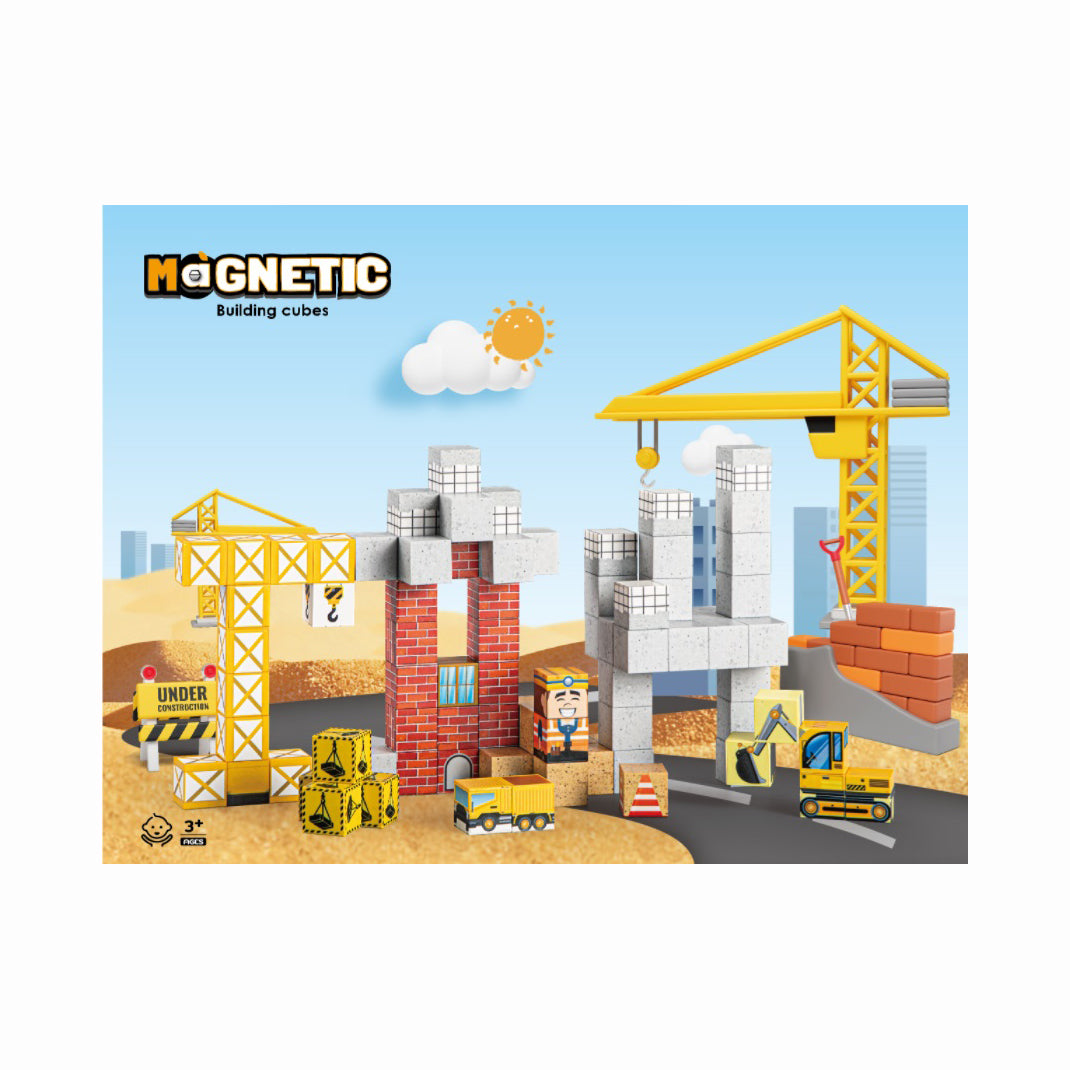 BUBBLEGUM Magnetic Building Blocks – Construction, 100 Pieces