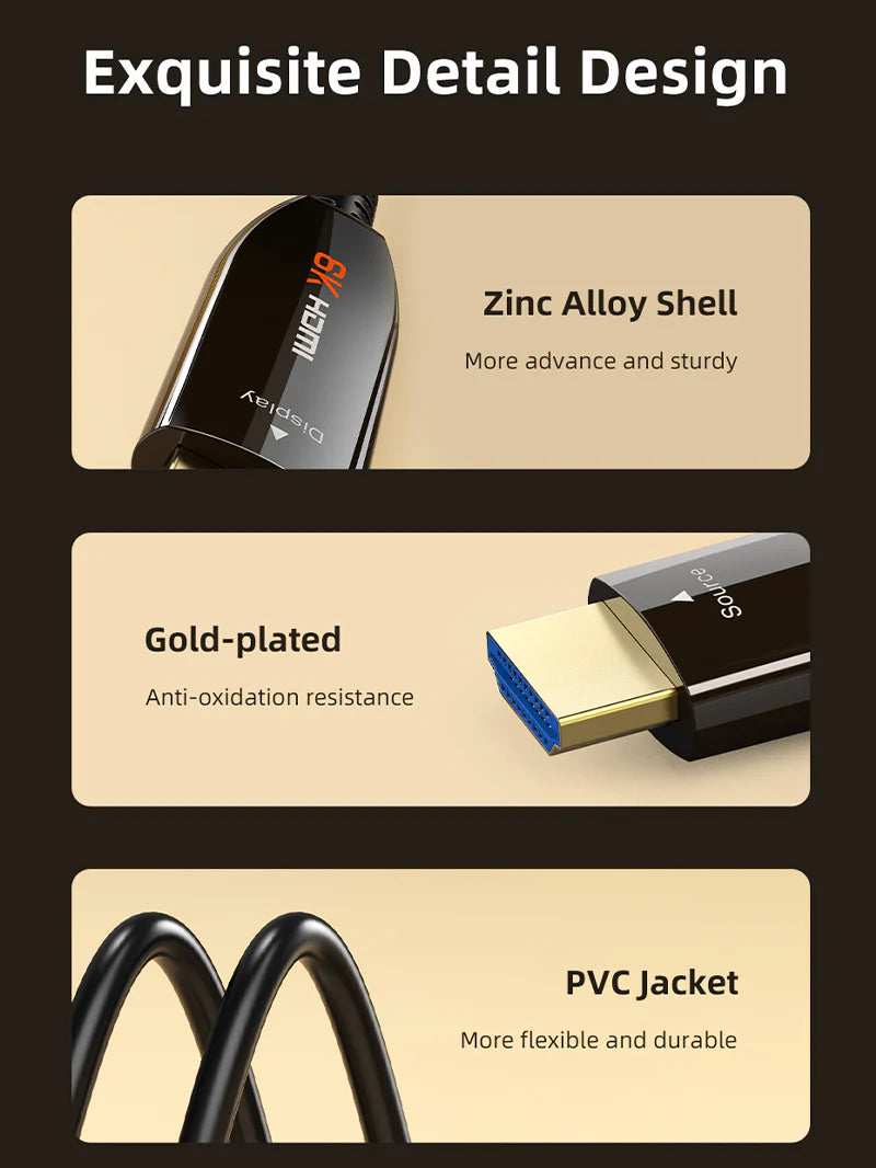 CABLETIME AOC Active Optical HDMI 2.1 Cable 8K 60Hz 48Gbps HDR (50m)
