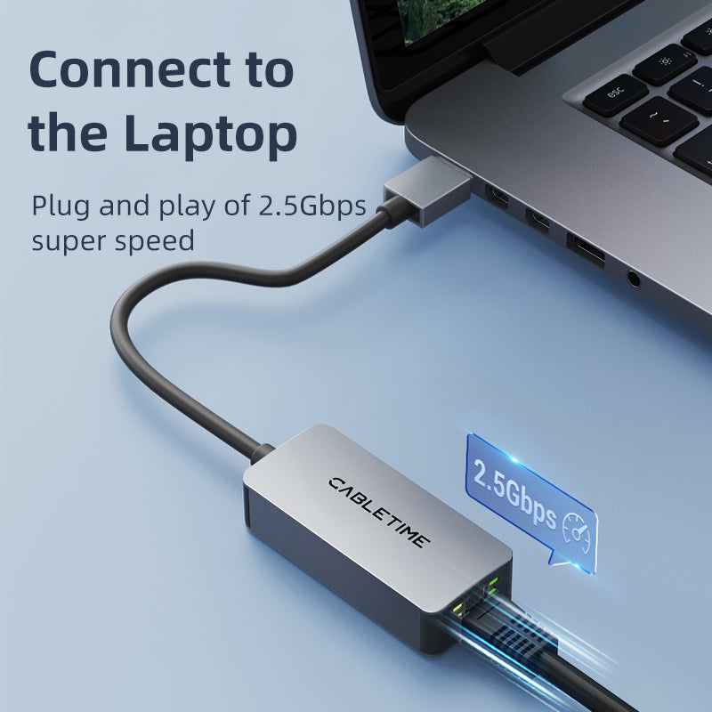CABLETIME USB A 3.0 to RJ45 2.5Gbps Adapter
