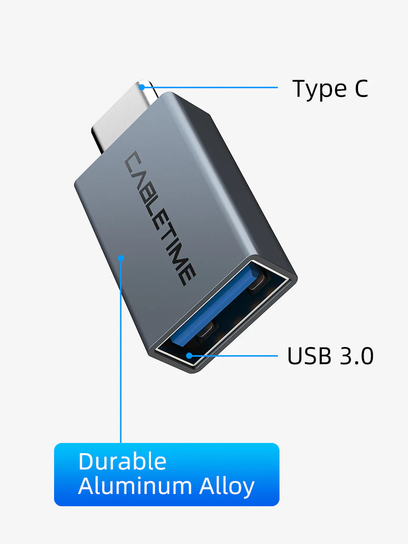 CABLETIME USB-C tp USB-A Female Adapter