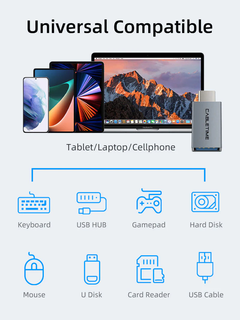 CABLETIME USB-C tp USB-A Female Adapter