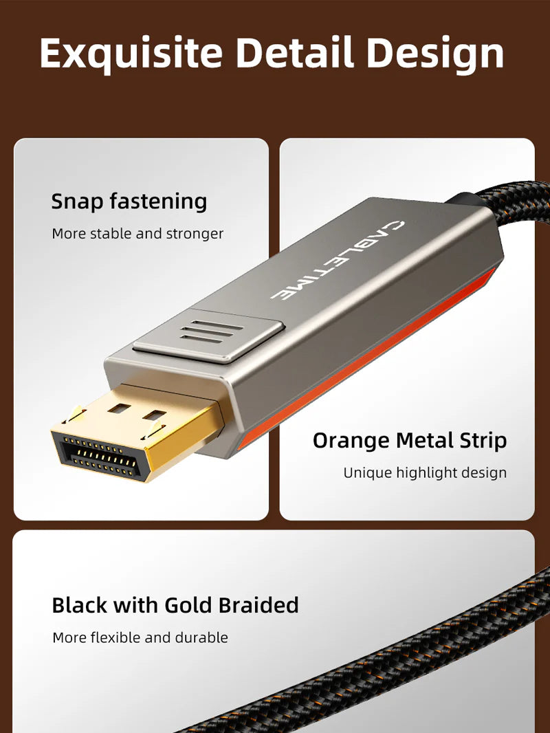 CABLETIME USB-C To Displayport Bi-Directional Cable 2m