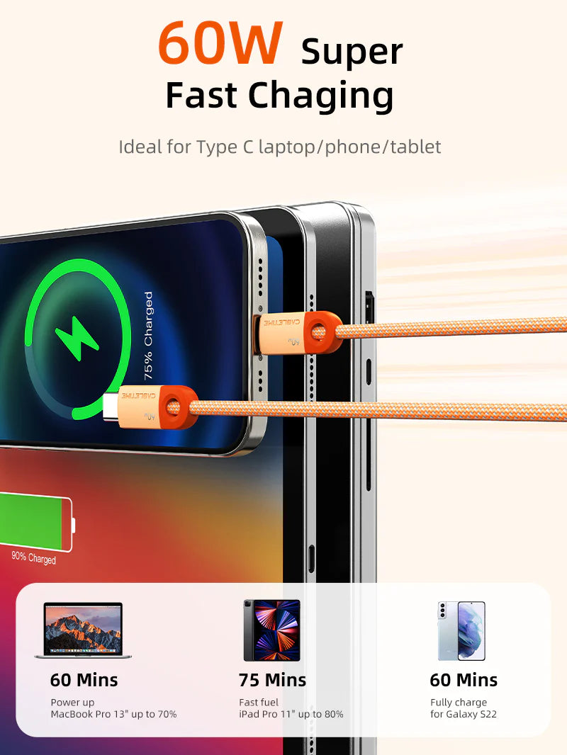 CABLETIME USB C PD60W Cable 2m