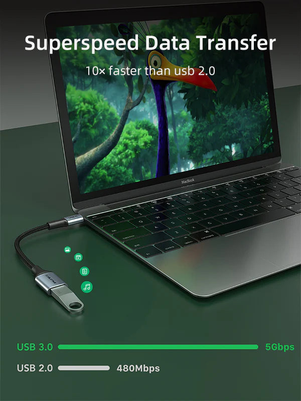 CABLETIME USB-C to USB-A Female Adapter Cable 0.15m