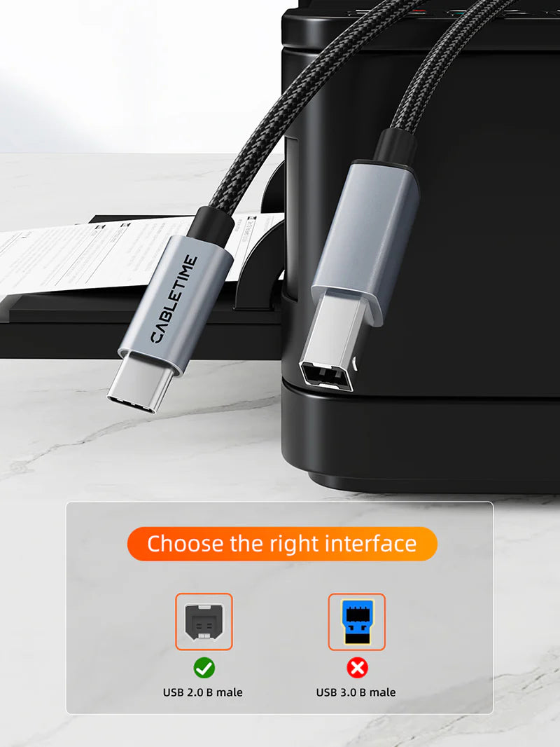 CABLETIME USB C 2.0 Printer Cable 5m