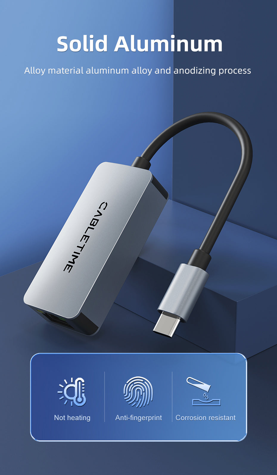 CABLETIME USB C 3.0 to RJ45 2.5Gbps Adapter