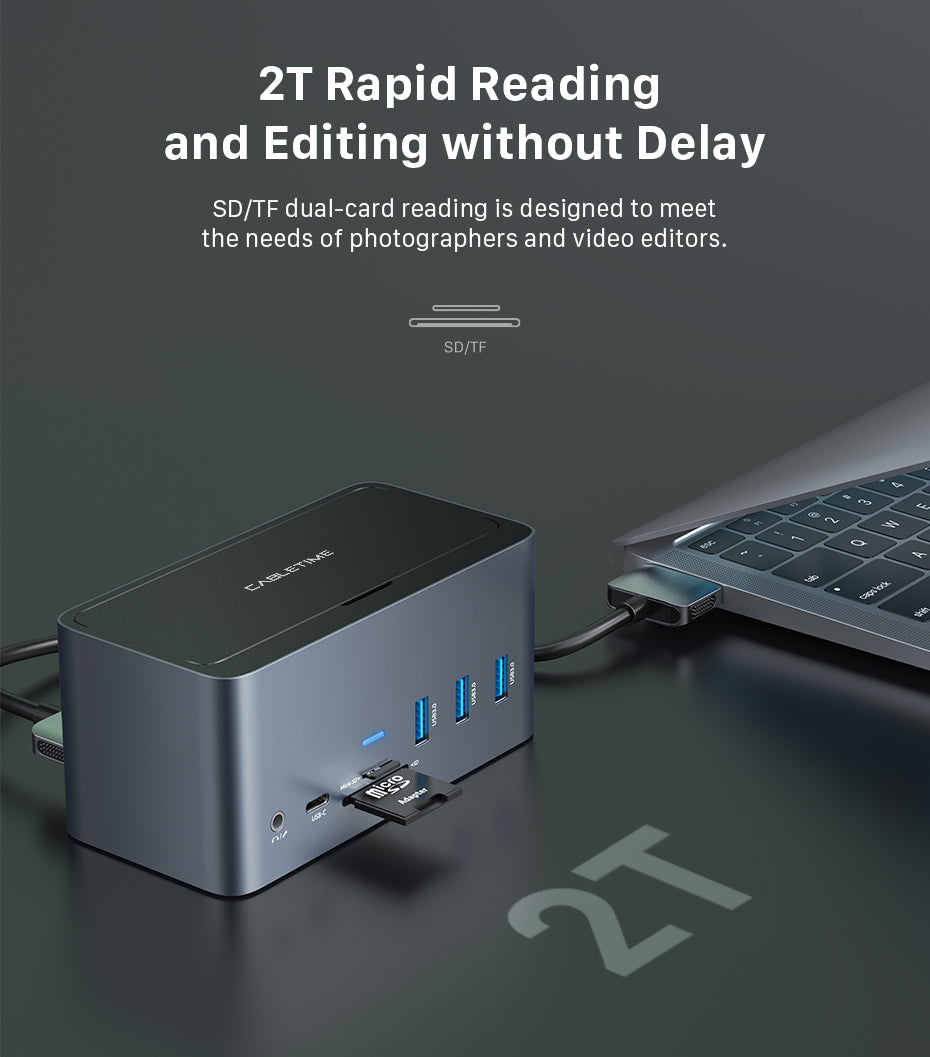 CABLETIME 16-IN-2 Dual USB-C Multiport Docking Station