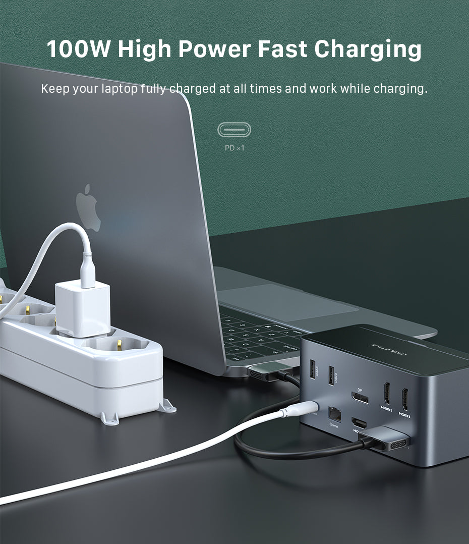 CABLETIME 16-IN-2 Dual USB-C Multiport Docking Station