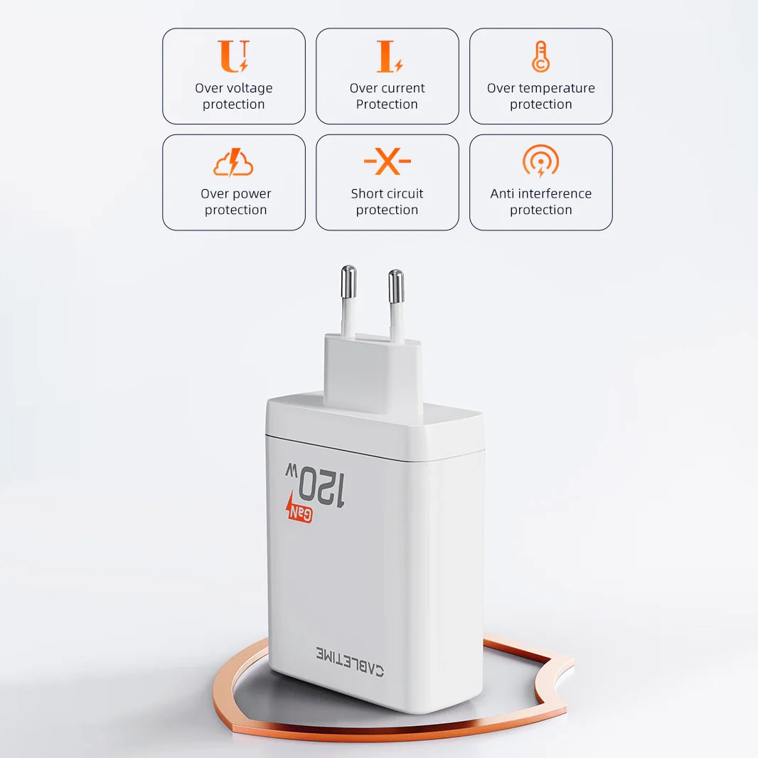 CABLETIME 45W USB C Charger Dual GaN USB C and USB A Wall Charger