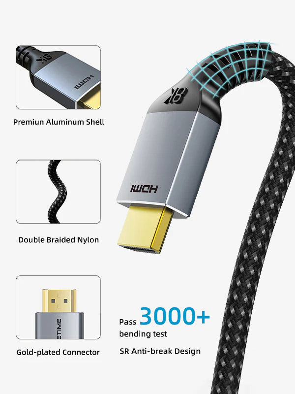CABLETIME 8K HDMI 2.1 Gold Plated Cable 2m