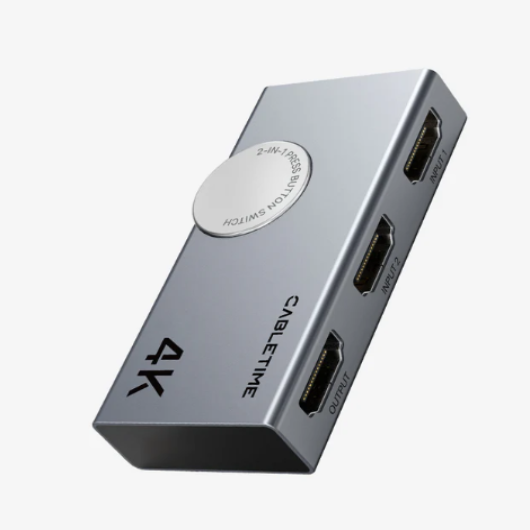 CABLETIME 4K 60Hz HDMI 2.0 Switch 2 In 1 Out Bi-Direction