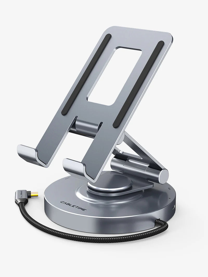CABLETIME 8-IN-1 USB-C HUB with 360° Rotatable Pad Stand