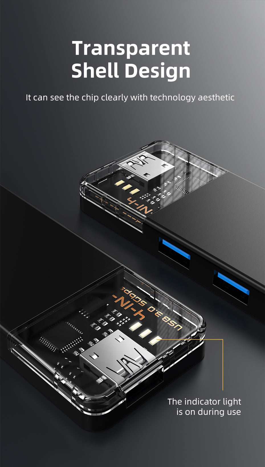 CABLETIME USB type C to 4 port USB 3.0 Hub 5Gbps