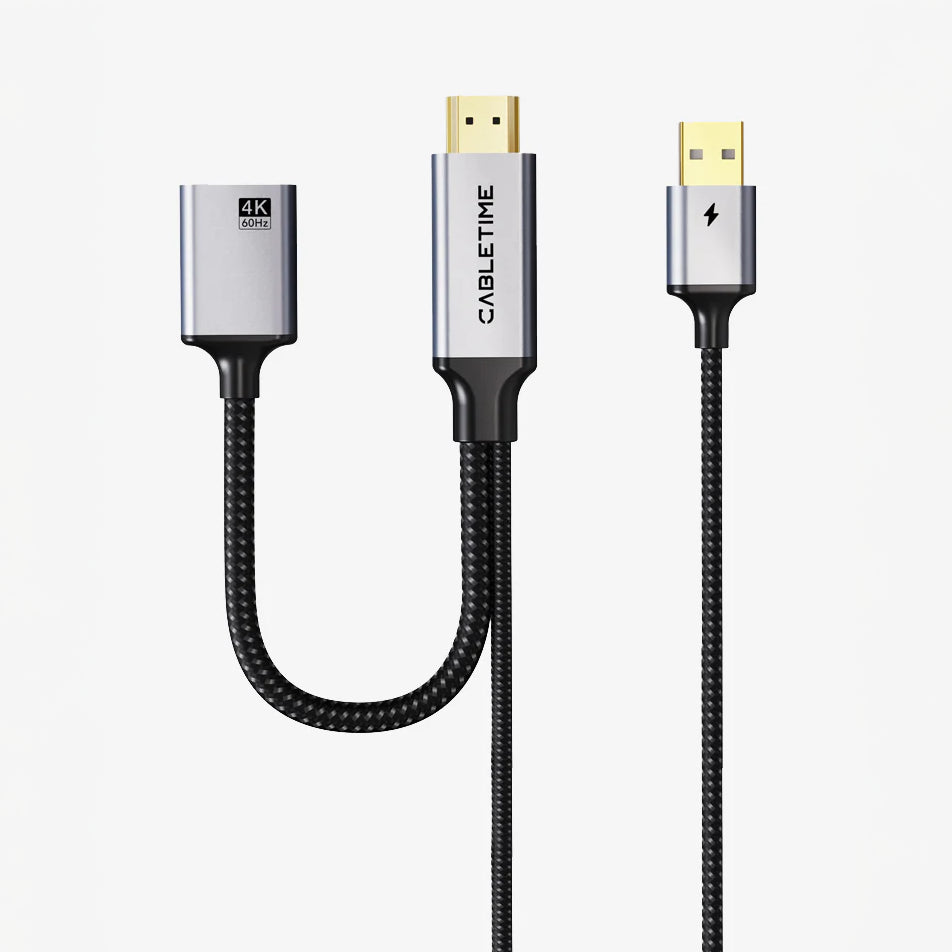 HDMI Male to DisplayPort Female Adapter 4K 60Hz With USB Power