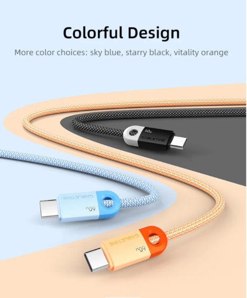 CABLETIME 60w USB-C Charge Cable Black (2m)