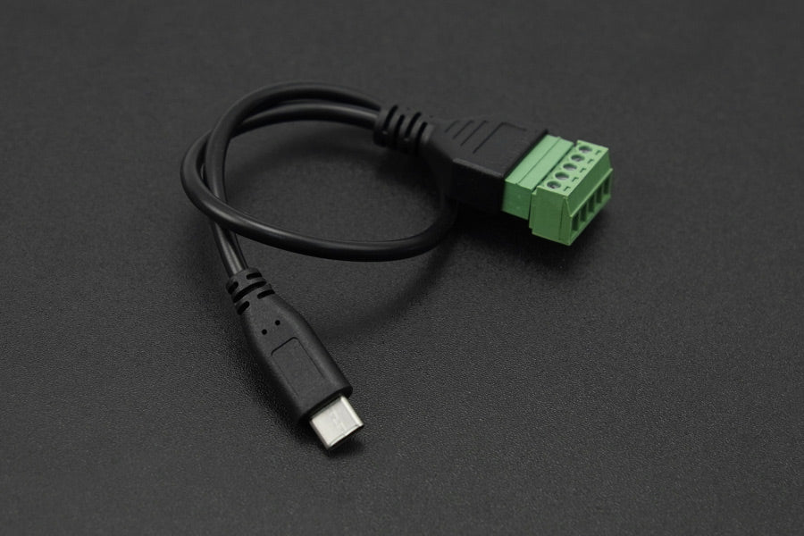 DFROBOT 5-Pin Type-C Male to Solderless Terminal Power Cable (30cm, 5V 2A Output)