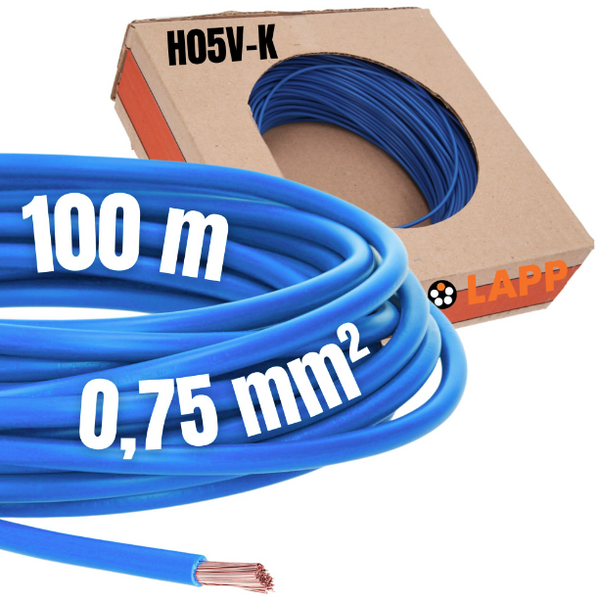 HELUKABEL Blue Panel Wire H05V-K 1x0.75mm2 Blue 1m
