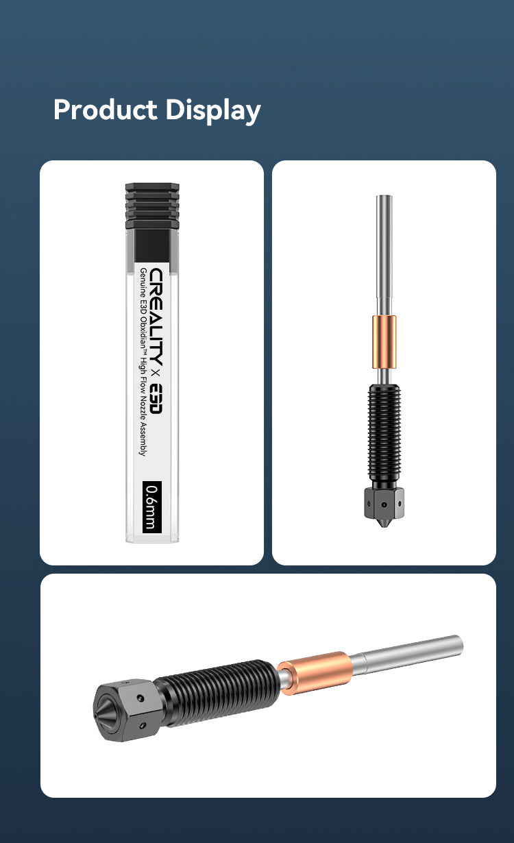 CREALITY Genuine E3D Obxidian™ High Flow Nozzle Assembly 0.6mm-K1 Series