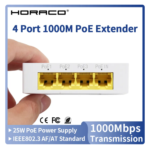 HORACO 4 Port Gigabit POE Extender