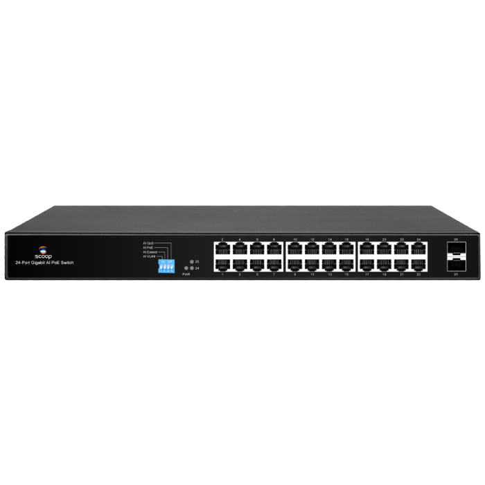 SCOOP 24 Port Gigabit PoE 250W 2SFP Switch