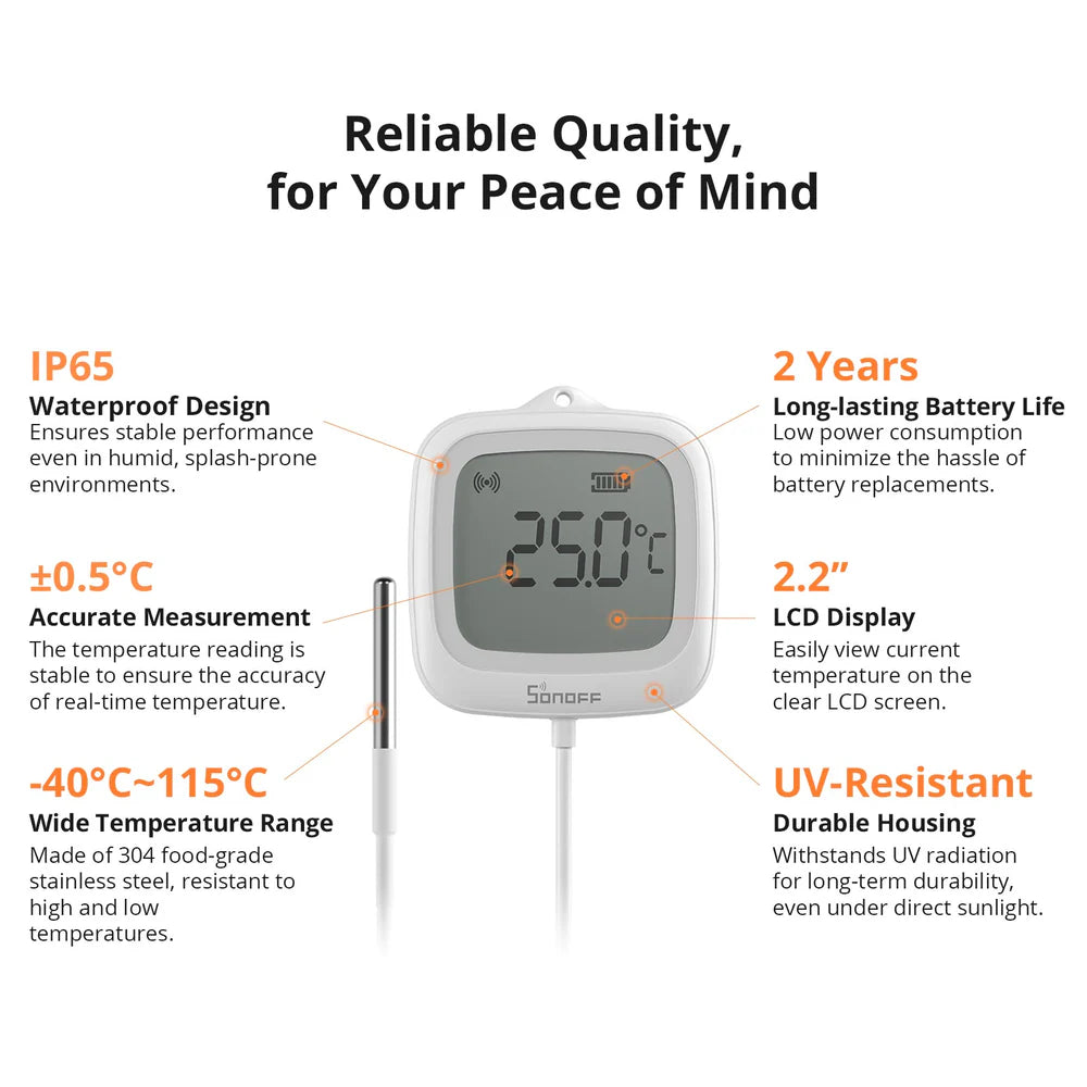 SONOFF SNZB-02LD Zigbee Temperature Probe (with battery）