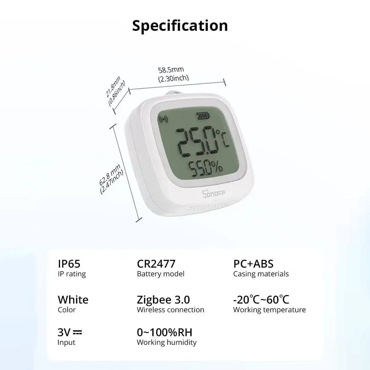 SONOFF Temperature and Humidity Sensor SNZB-02WD (with battery)