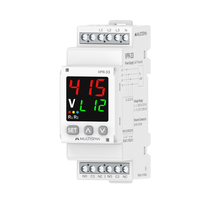 MULTISPAN VPR-33-00 Voltage Protection Relay- Digital Din Rail Mount