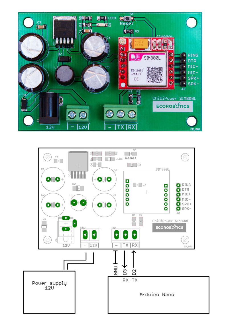 SIM800 Arduino Adapter Board