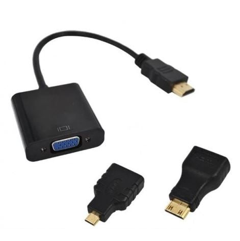 PISHOP Micro/Mini/Standard HDMI to VGA Adapter for RPi Zero/3/4