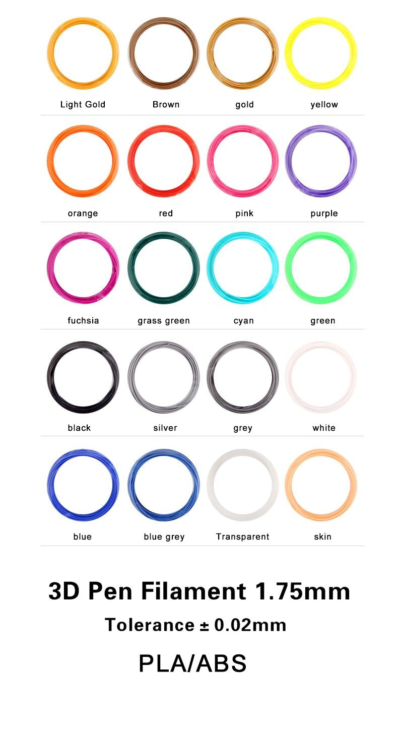 1.75mm PLA 3D Pen Filament in Bag - 20 Colours (SL-300 3D Pen)