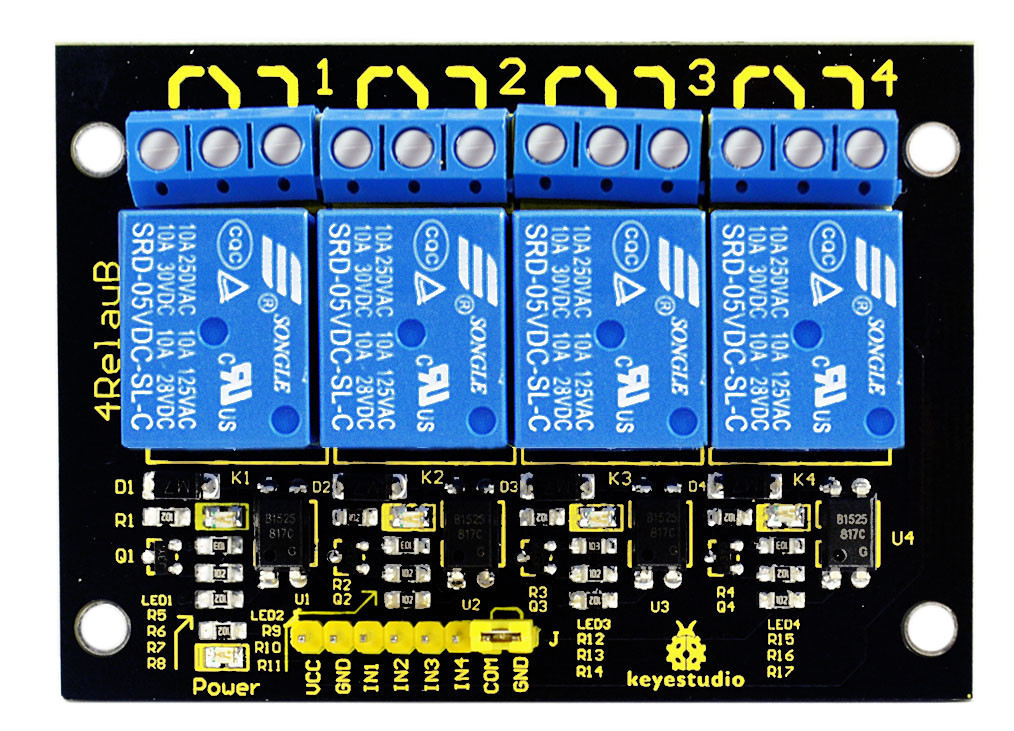 KEYESTUDIO 4-channel 5V Relay Module for Arduino