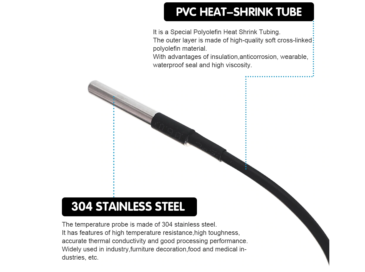 KEYESTUDIO Waterproof /Stainless steel Temperature Detector Sensor With Module