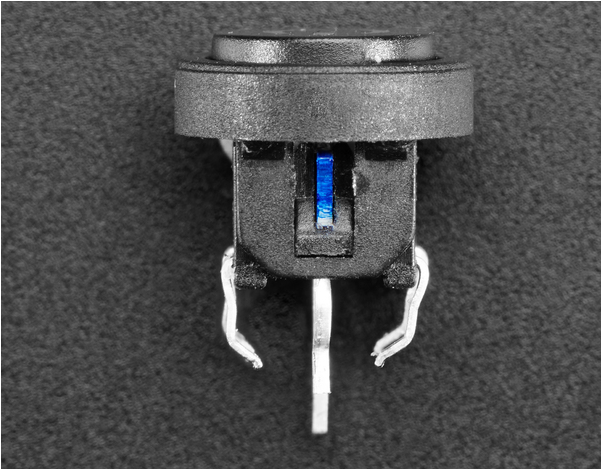 Mini Illuminated Momentary Pushbutton - Blue Power Symbol