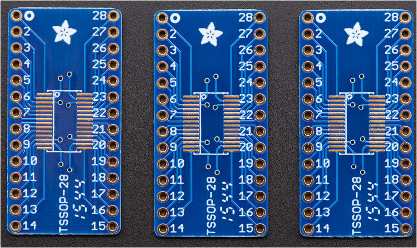 SMT Breakout PCB for SOIC-28 or TSSOP-28 - 3 Pack