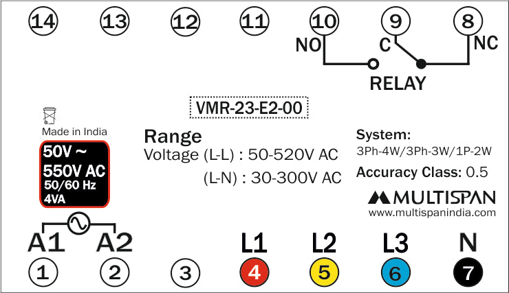 MULTISPAN VMR-23 Voltage Monitoring Relay - 3 Phase