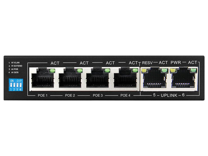 SCOOP 6 Port Fast Ethernet Switch (4 AI PoE ports & 2 FE uplink)