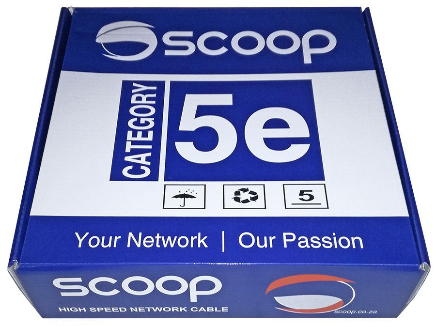 SCOOP Cat5e CCA Grey UTP Cable - 100m Box